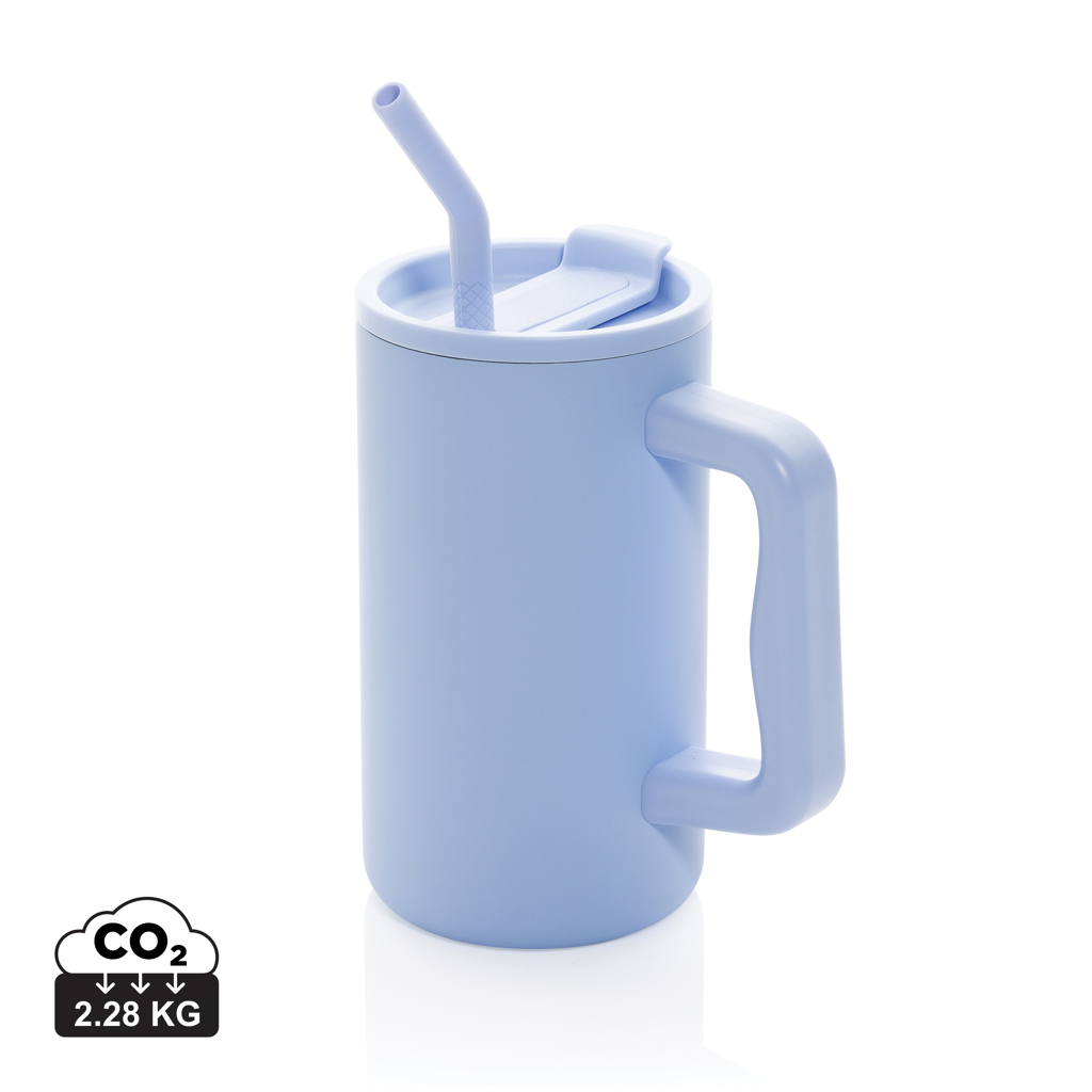 Mug publicitaire 800ml inox recyclé Cube Bleu clair
